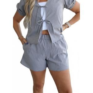 NEW ADRIENNE simple times faye shorts in black seer check